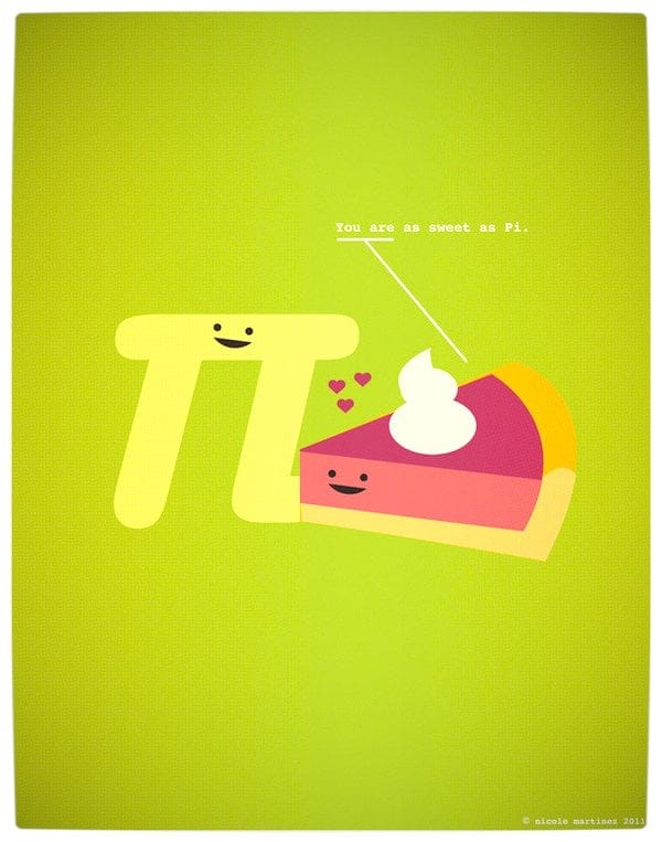 Vamers - Artistry - Minimalist Geek Love Posters - You Are As Sweet As Pi