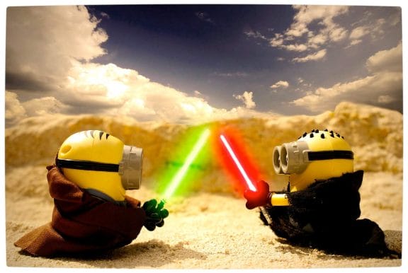 Vamers - Artistry - Fandom - Minion Wars Feel the Force - Star Wars and Despicable Me Mash-Up - Minion Jedi versus Sith by Jeff Quillope