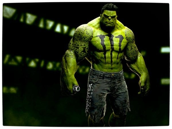 Vamers - Artistry - What if your favourite superhero had a corporate sponsorship - The Hulk sponsored by Monster Energy Drinks 01