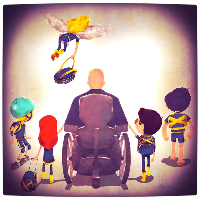 Vamers - Atristry - Marvel and DC Superheroes Walk Their Children to School - Art by Andry Rajoelina - Marvel - Professor Xavier and the Uncanny X-Men