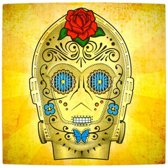 Vamers - Artistry - Beautiful Day of the Dead Styled Star Wars Posters by John Karpinsky - C3PO