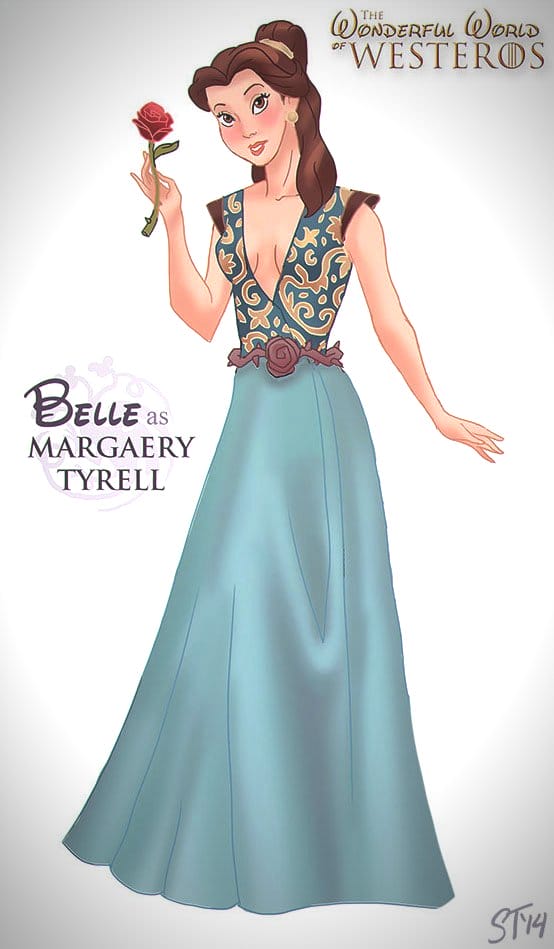 Vamers - Artistry - The Wonderful World of Westeros Imagines Disney Princesses as Game of Thrones Characters - Art by DjeDjehuti - Belle as Margaery Tyrell