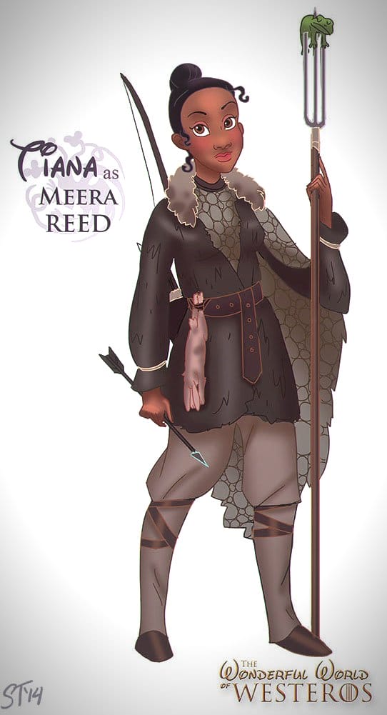 Vamers - Artistry - The Wonderful World of Westeros Imagines Disney Princesses as Game of Thrones Characters - Art by DjeDjehuti - Tiana as Meera Reed