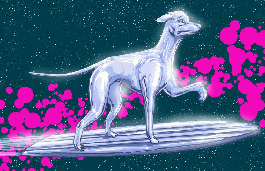 Vamers - Artistry - Fandom - Artist Josh Lynch Imagines Dogs as Superheroes from the Marvel Universe - Silver Surfer