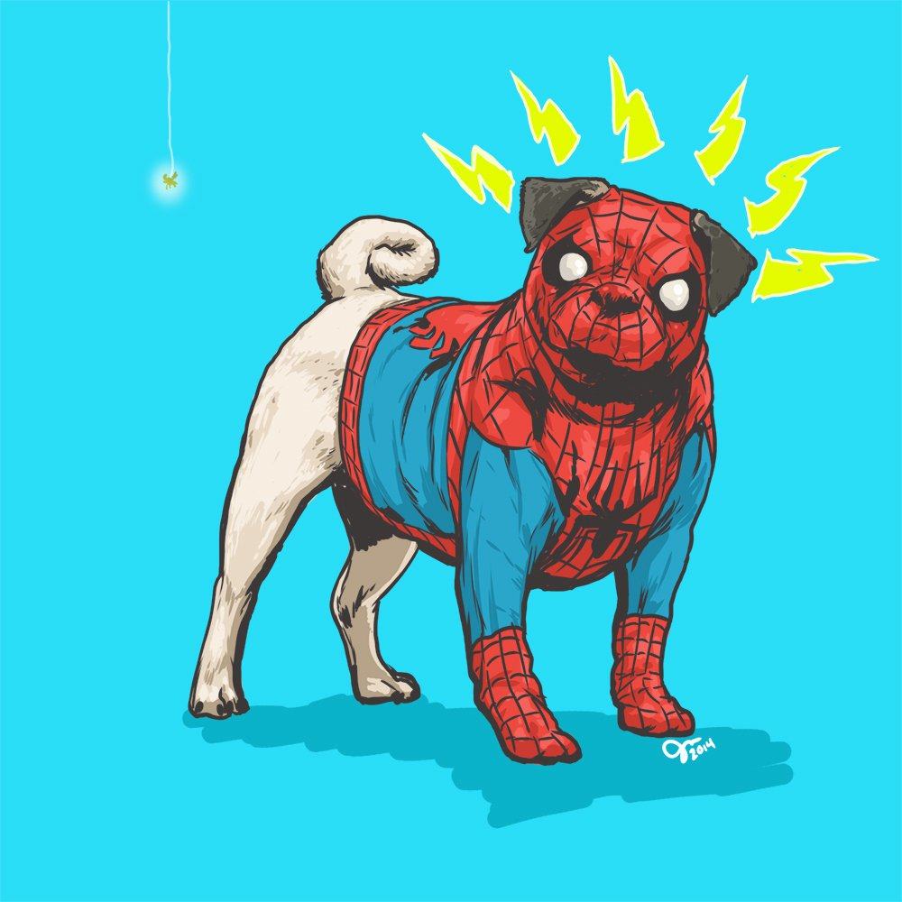 Vamers - Artistry - Fandom - Artist Josh Lynch Imagines Dogs as Superheroes from the Marvel Universe - Spiderman