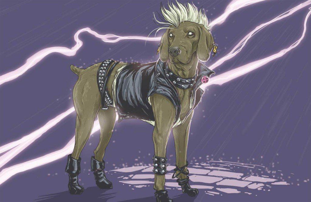 Vamers - Artistry - Fandom - Artist Josh Lynch Imagines Dogs as Superheroes from the Marvel Universe - Storm with Lightning